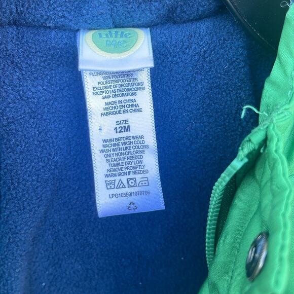 Little Me Green Dinosaur Hooded Puffer Jacket Size 12 Months - Picture 3 of 7